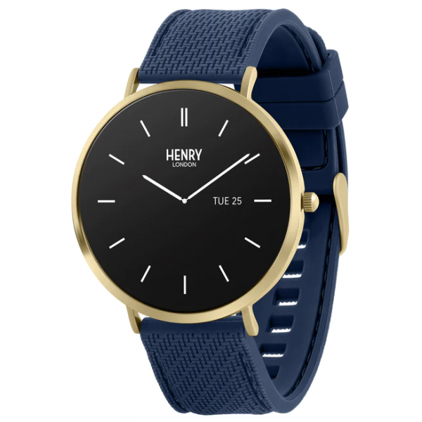 Henry London 智能手錶 HSL012 (金色和海軍藍矽膠錶帶)